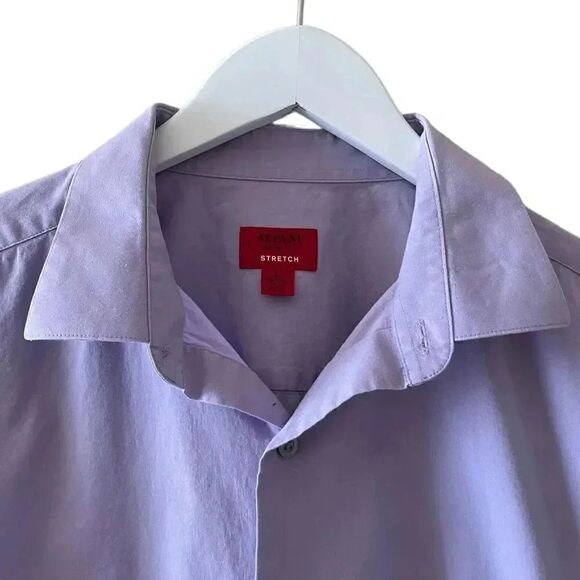 2 for $30 Alfani Slim Fit Lavender Button Down Party Mens Classic Shirt Sz L - Picture 2 of 10